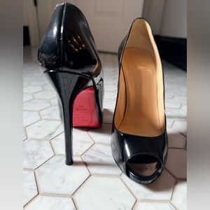 Christian Louboutin Black Patent Peep Toe Heels
